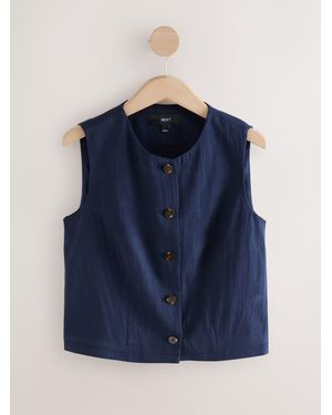 Next Button Front Waistcoat - Blue