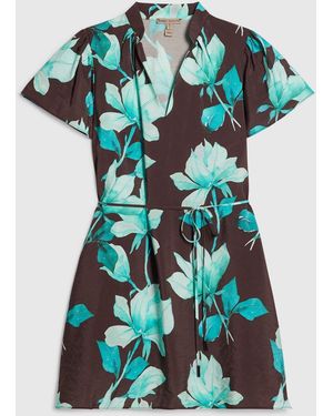 River Island Petite Short Sleeve Floral Mini Dress - Blue