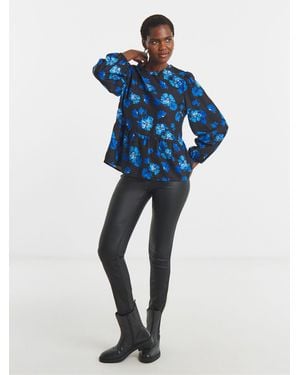 JD Williams Jd Williams Printed Long Sleeve Peplum Top - Blue
