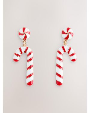 Next Christmas Candy Cane Earrings - Red