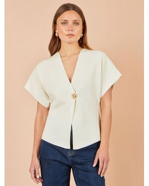Yumi' Kimono Cardigan With Button - Blue