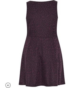 Yours Curve Square Neck Animal Pinafore Dress - Purple