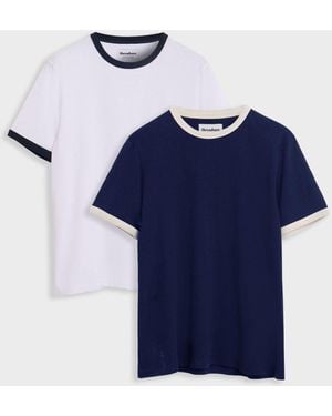 Threadbare Cotton Ringer T-Shirts 2 Pack - Blue