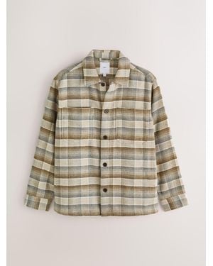 Next Check Wool Blend Shacket - Gray