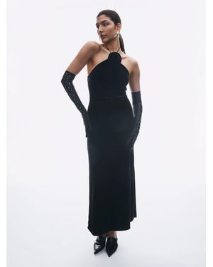 Y.A.S Y. A.S Y. A.S Sleeveless Velvet Corsage Detail Maxi Dress - Blue