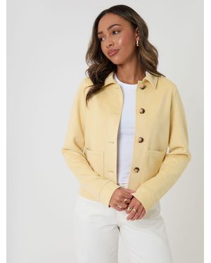 Threadbare Cropped Button Up Suedette Shacket - Natural