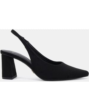 Novo Wide Fit Isla Block Heel Point Court Slingbacks - Black