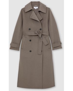 Reiss Luna Petite Wool-Blend Belted Blindseam Coat - Grey