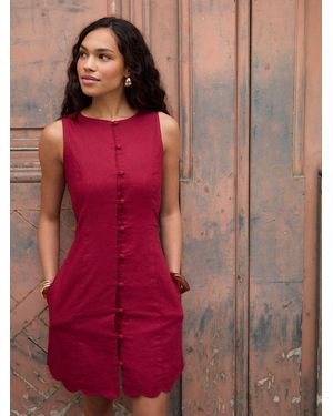 Threadbare Linen Blend Pinafore Dress - Red