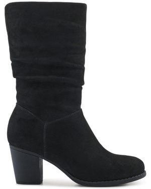Pavers Block Heel Long Boots - Black