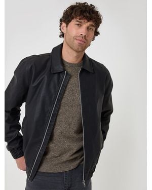Threadbare Faux Leather Collared Jacket - Black