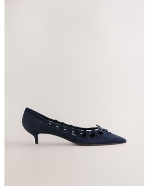 Next Forever Comfort Suede Low Cut Out Heels - Blue