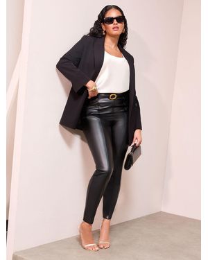 Friends Like These Curve Faux Leather Leggings - Pink