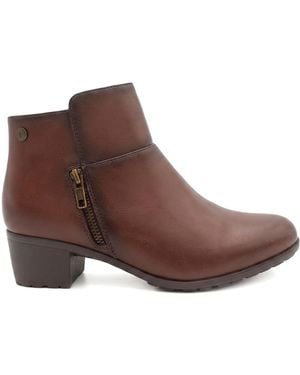 Pavers Wide Fit Zip Fasten Block Heel Ankle Boots - Brown