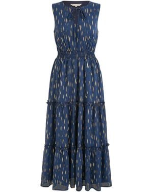 Yumi' Detail Ruched Waist Midi Dress - Blue
