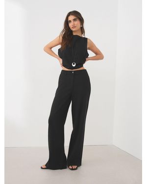 Next Smart Front Linen Blend Wide Leg Pants - White