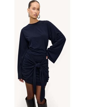 Loavies Long Sleeved Wrap Detail Mini Dress - Blue