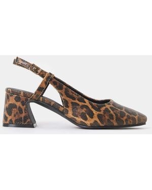 JD Williams Extra Wide Fit Block Heel Slingback Shoes - Natural