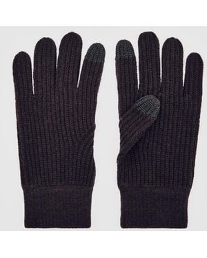 Reiss Lawson - Chocolate Brown Ribbed-merino Touchscreen Gloves, One - Blue