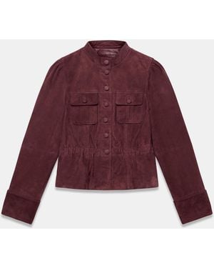 Mint Velvet Suede Peplum Jacket - Red