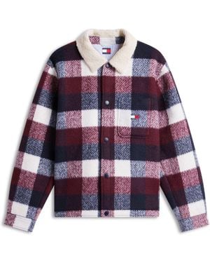 Tommy Hilfiger Teddy Lined Brushed Flannel Oversized Shacket - Blue