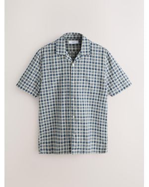 Next Textured Check Short Sleeve Shirt - Blue