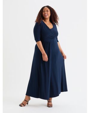 Scarlett & Jo Solid Ruched Maxi Gown - Blue