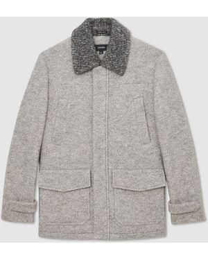 Reiss Atelier Wool-Cotton Herringbone Jacket - Gray