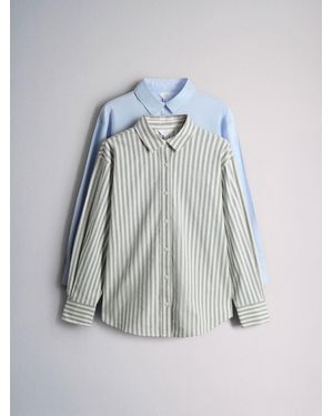 The Set 2 Pack Cotton Oxford Shirts - Blue