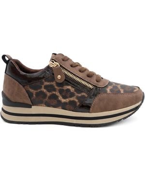 Pavers Zip-Up Laced Sneakers - Brown
