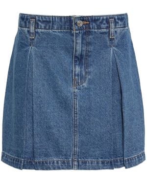Calvin Klein Pleated Denim Mini Skirt - Blau