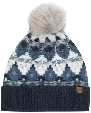 Weird Fish Frady Fair Isle Bobble Hat - Blue