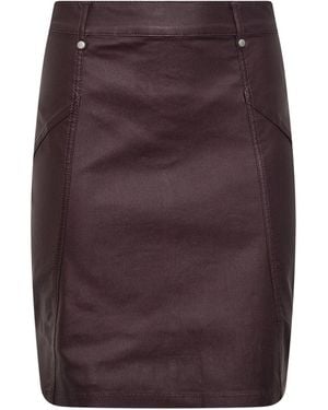 M Com Coated Seam Detail A-Line Skirt - Purple