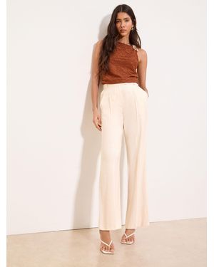 Lipsy Petite Tailored Linen Look Wide Leg Pants - Natural