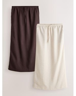 Next Midi With Linen Skirts 2 Pack - Brown