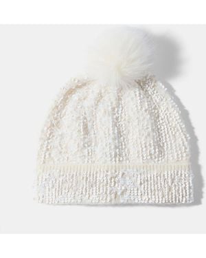 Mint Velvet Sequin Embellished Knit Hat - White
