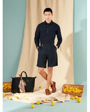 Peckham Rye Contemporary Linen Mix Tailor Shorts - Blue