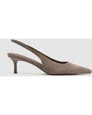 Reiss Taupe Carla Suede Slingback Low-Heel Court Shoes - White