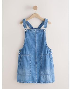 Next Denim Dungaree Mini Dress - Blue