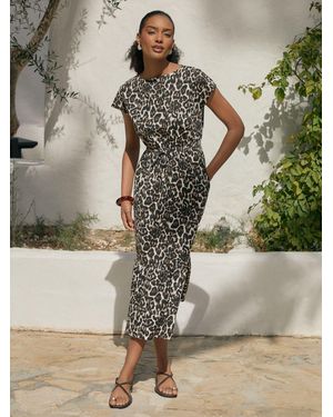 Threadbare Drawstring Waist Boat Neck Cotton Jersey Maxi Dress - Multicolor