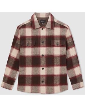 Reiss Mcfadden Wool-Blend Check Overshirt - Brown