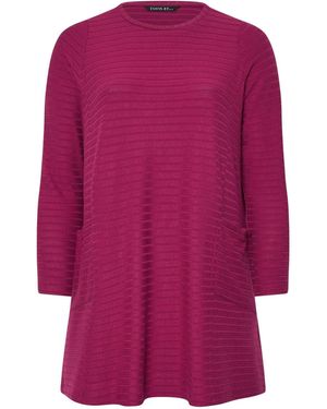 Evans Ribbed Drop Pocket Tunic Sweater - Purple