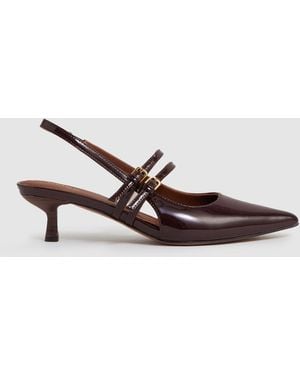 Reiss Leather Slingback Buckle Court Shoes - Multicolor