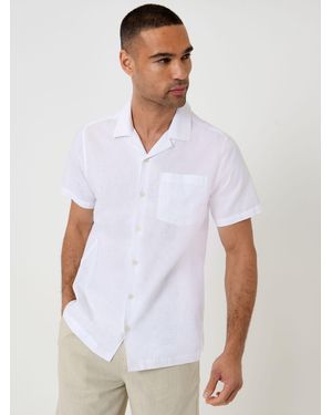 Threadbare Linen Cotton Blend Short Sleeve Shirt - White