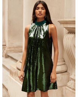 Ro & Zo Freya Sequin Halter Neck Dress - Natural