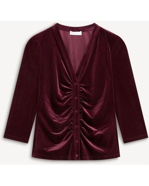 Hobbs Hattie Velvet Ruched Top - Red