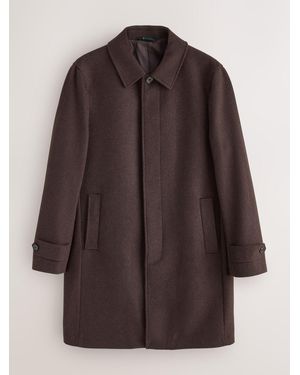 Next Burgundy Wool Blend Mac Coat - Brown