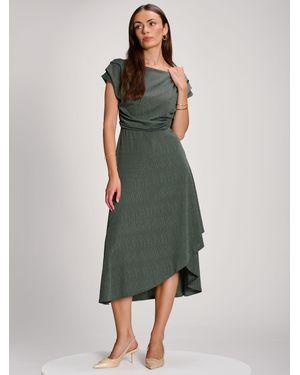 Jolie Moi Asymmmetric Draped Midi Dress - Green