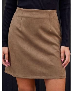 Roman Suedette Skirt - Green