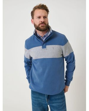 Saltwell Chest Stripe Quarter Zip Sweatshirt - Blue